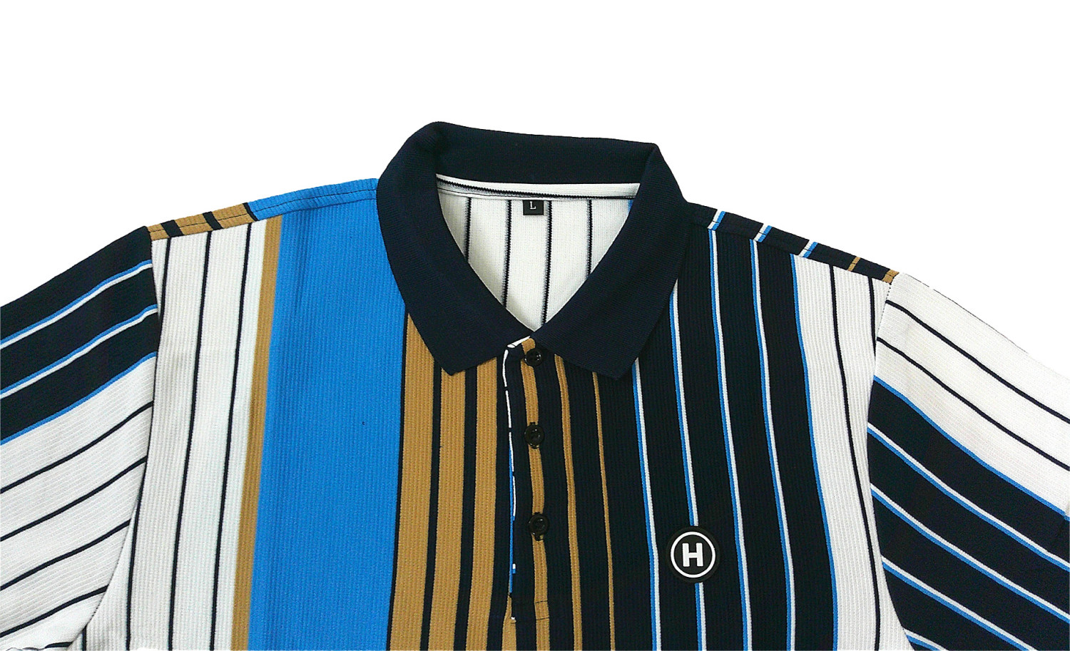 Men's Multi-color Stripes Pattern Short Sleeve Lapel T-shirt For Summer, Casual Stylish Street wear Tops