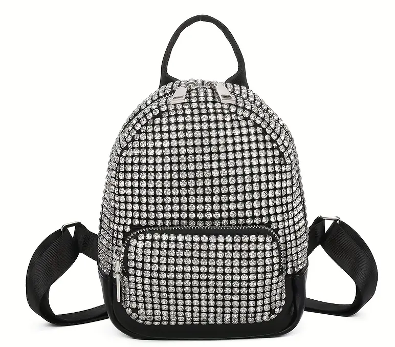 New Design Mini Rhinestone Backpack, Fashionable Versatile Glitter Mini School Bag for everyday Use. A perfect Gift for Every Woman.