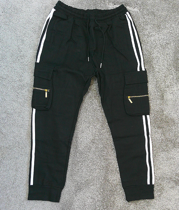 Side Striped Straight Leg Joggers, Casual Stretch Waist Drawstring Comfy Trousers