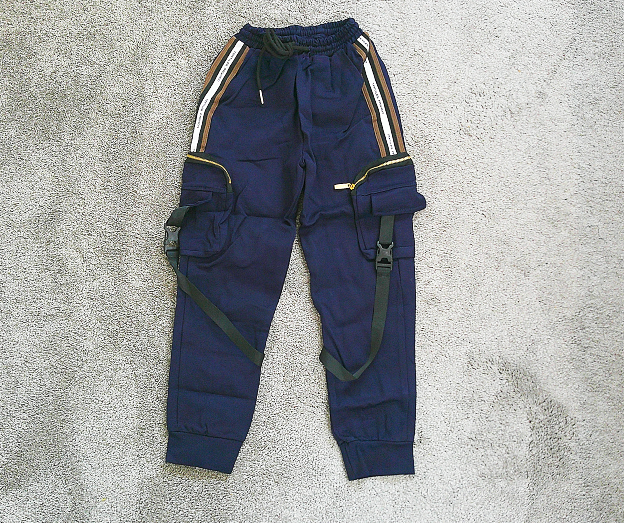 New Fashion Casual Cargo Pants For Boys, Elastic Waist With Drawstrings Side Striped Jogger Pants With Zipper Pockets, Boys Clothes Outdoor