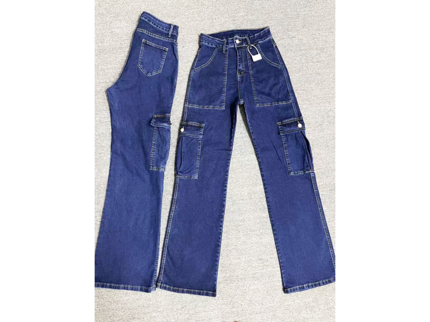 Stylish Loose Fit Cargo Jeans - High Waist, Flap Pocket, Streetwear Inspired, Comfortable Denim Pants for Women - Perfect for Casual Daily Wear, Outdoor Activities, and Travel