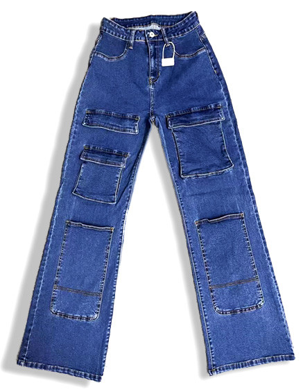 Women's Distressed Cargo Jeans - Loose Fit, Abundant Pockets & Urban Style - Premium Denim Street wear Pants