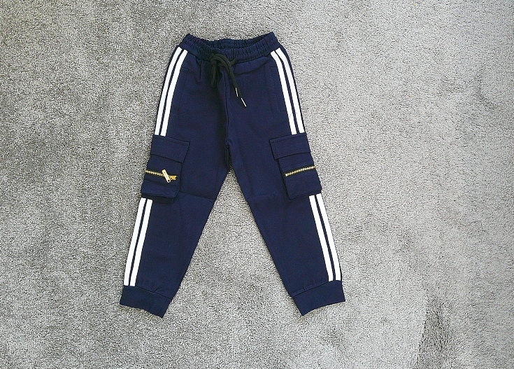 Boys Casual Cargo Pants, Elastic Waist With Drawstrings Side Striped Jogger Pants With Zipper Pockets, Boys Clothes Outdoor
